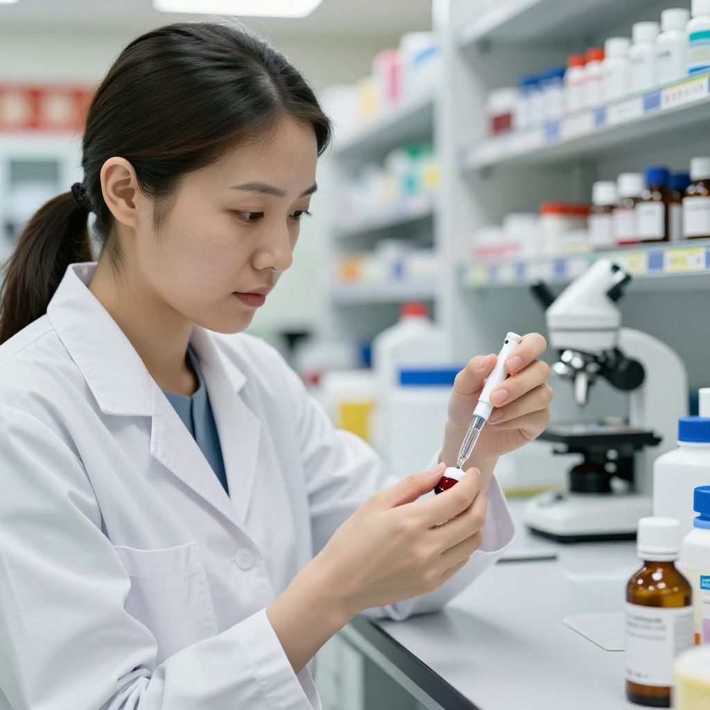 Pharmacist working on medication