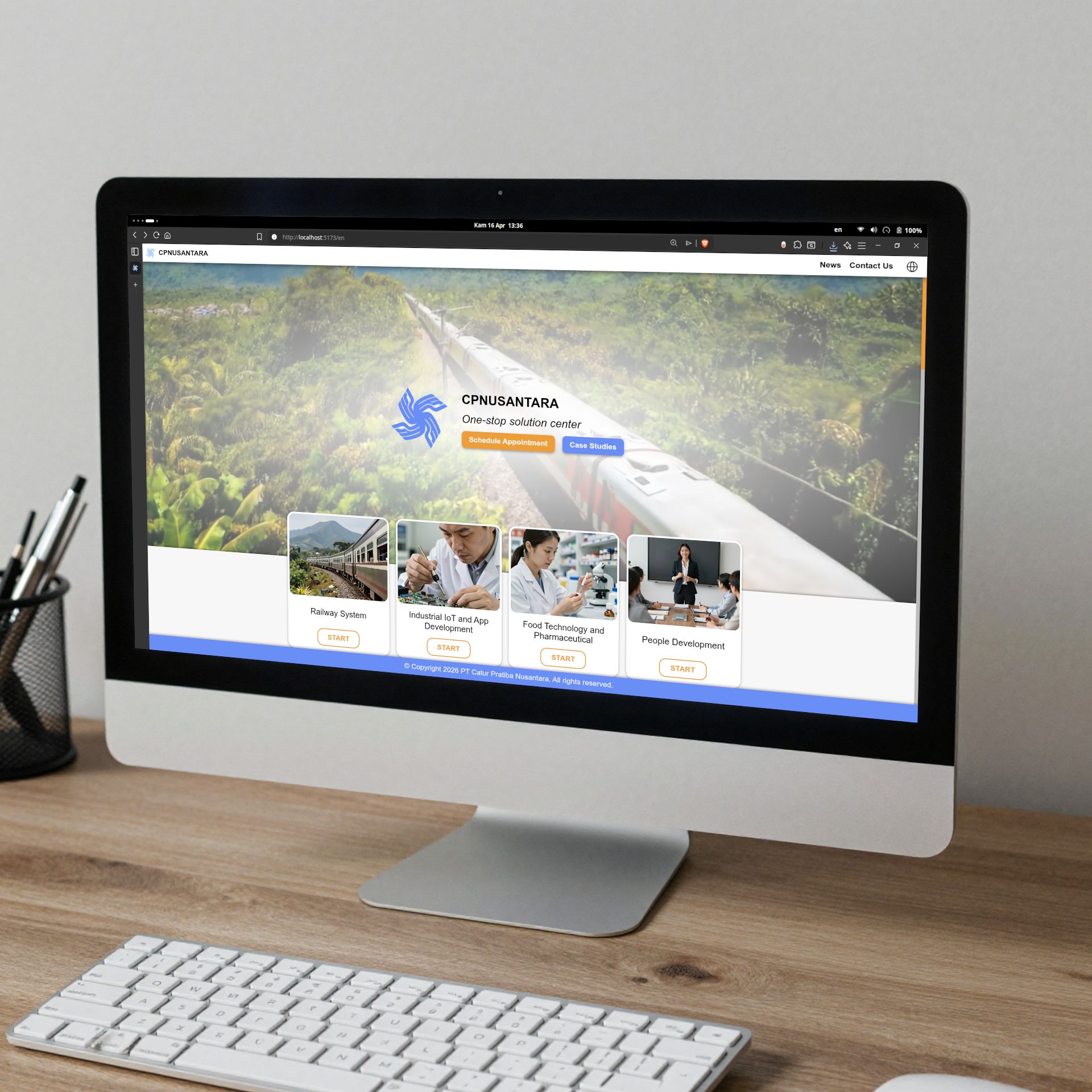 Website of PT Catur Pratiba Nusantara on a desktop screen